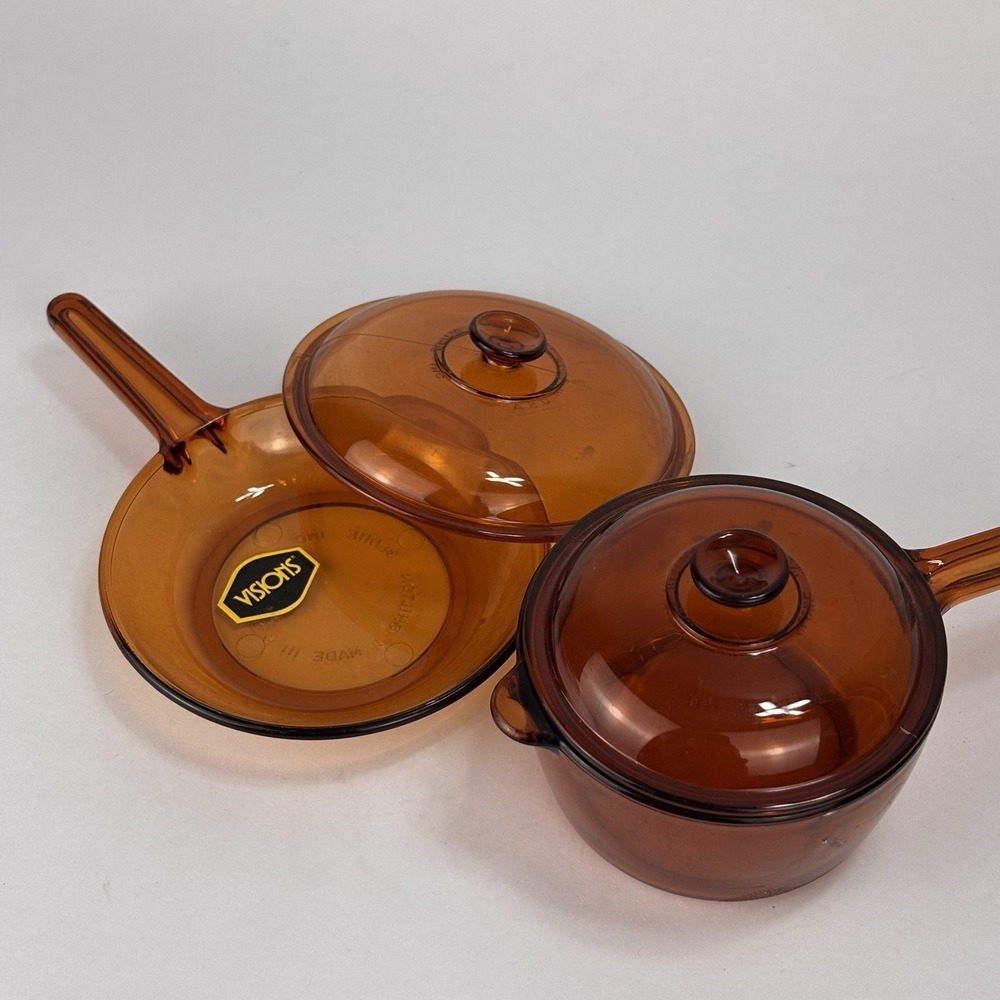 Vintage Chilton Corning VISIONS Pretend Play Plastic Pot & Pan w/Lids Hong Kong
